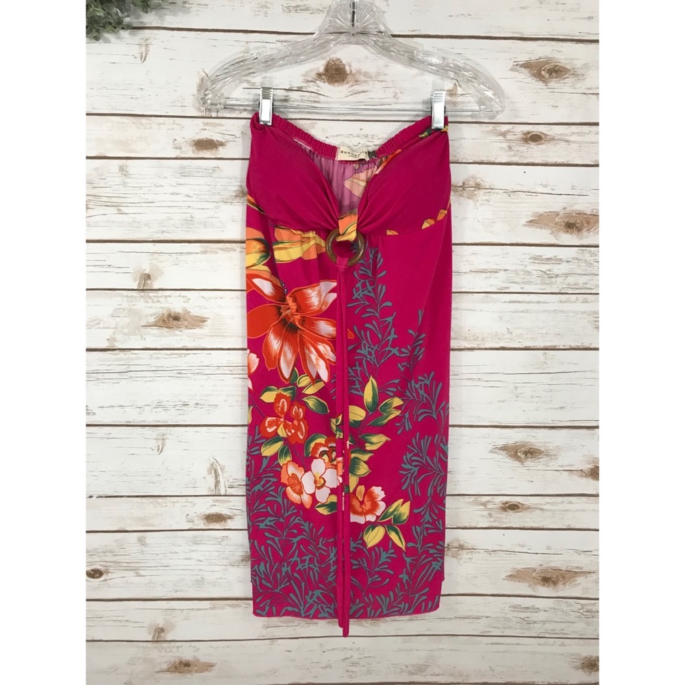 ANNABELLE NY PINK TROPICAL HALTER DRESS SIZE M